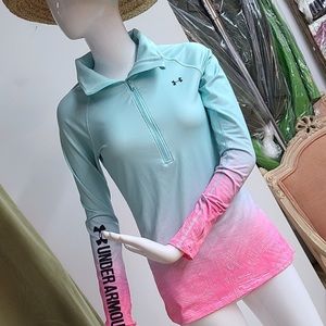 Under Armour Half Zip Colorful Lightweight Pink and Blue Sweater